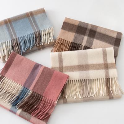 Cachecol de Lã Xadrez, Senso de Luxo de Inverno Feminino, Xale de Dupla Finalidade, Borla Versátil, Quente para o Pescoço Japonês e Coreano