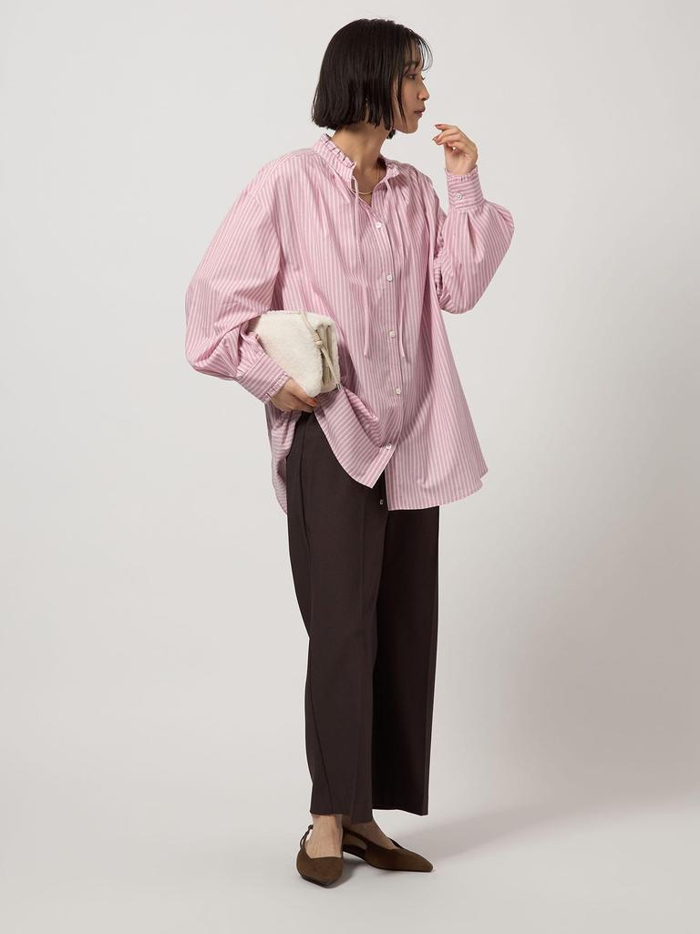 United Arrows Green Label Relaxing Ruffle Neck Blouse, Size Short, 36111462192 0100, White (01), Free Size