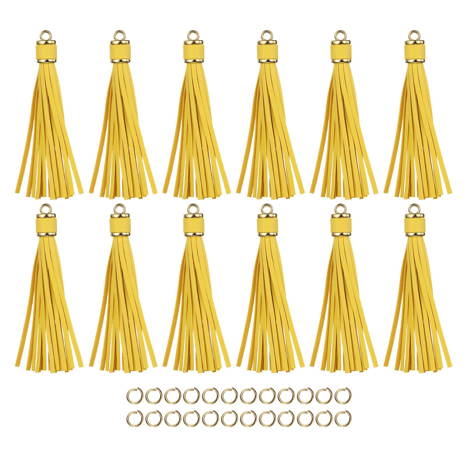 

12pcs Keychain Tassels Kit PU Leather Tassels Charm Colorful Leather Tassel for Jewelry Making Phone Straps Handbag DIY Crafts золотий
