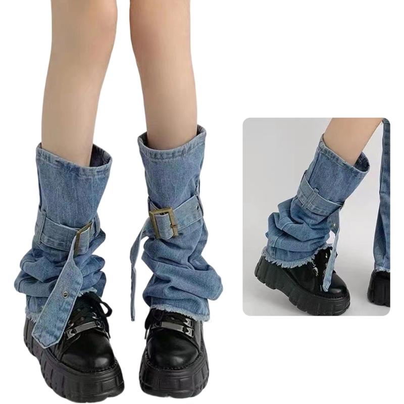 Meias Lolitas Longas para Pernas Femininas Polainas Largas Harajuku Punk Jeans Meias de Bota Moda Meias para Tornozelo Presentes