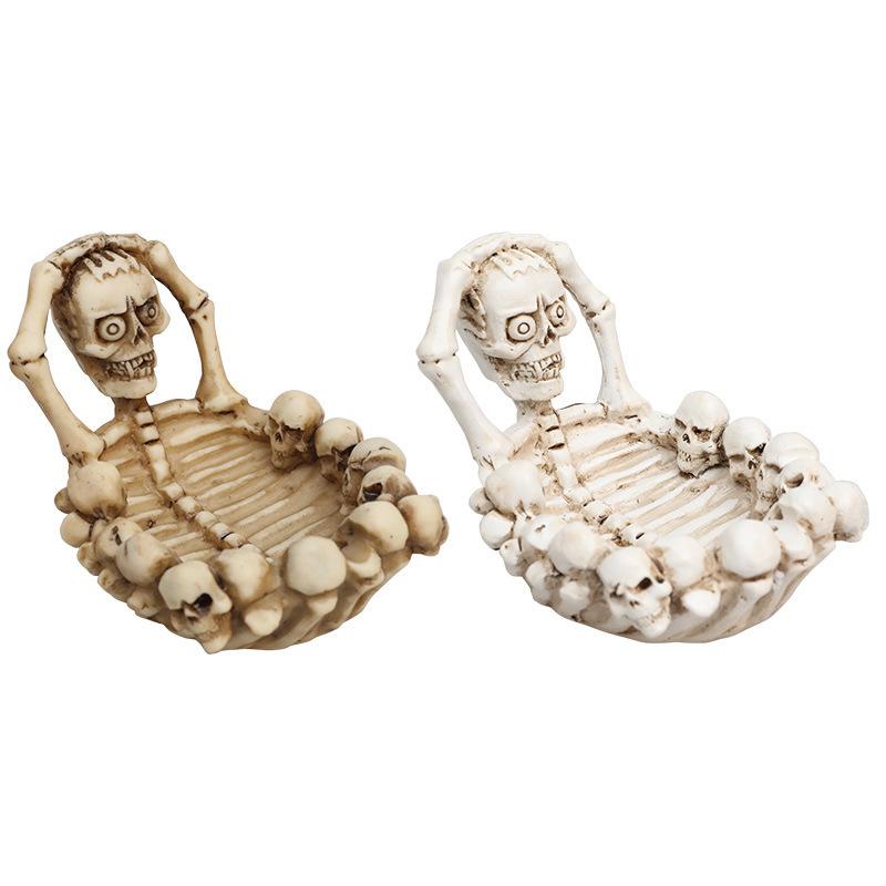 Halloween Skull Ashtray Carnival Bar Tabletop Skeleton Resin Craft Gift