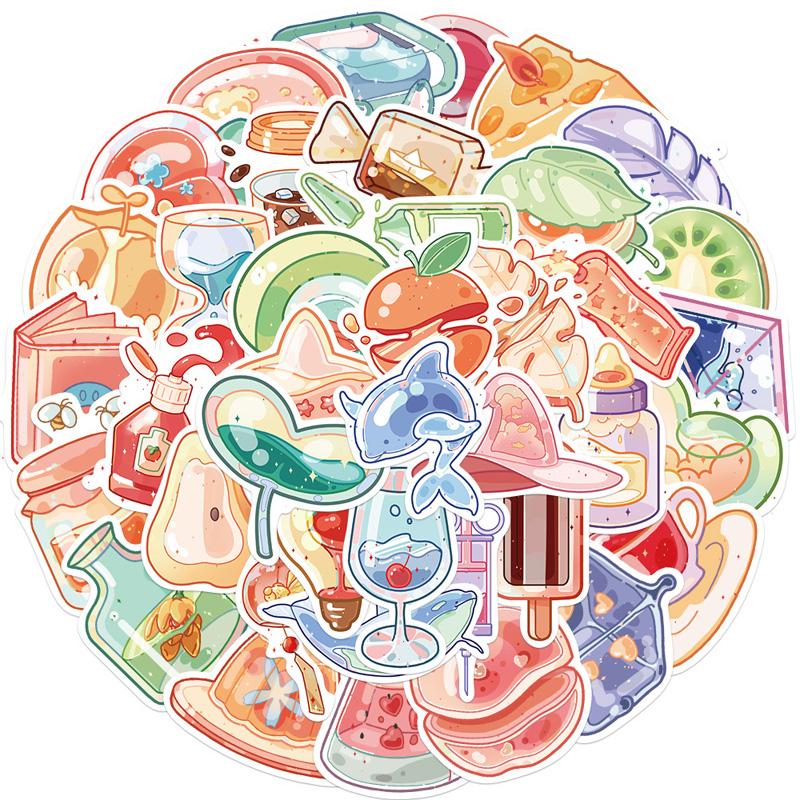 

40 шт., наклейки с желейным рисунком, конфеты, сыр, еда, водонепроницаемые ПВХ, чемодан для ноутбука, холодильник, скейтборд, декоративные наклейки разноцветный