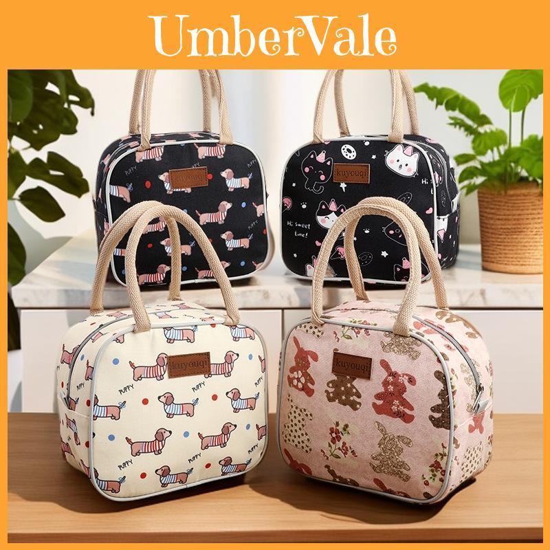 Canvas Lunch Bag Handheld Tote For Office Workers And Students With Zipper Closure