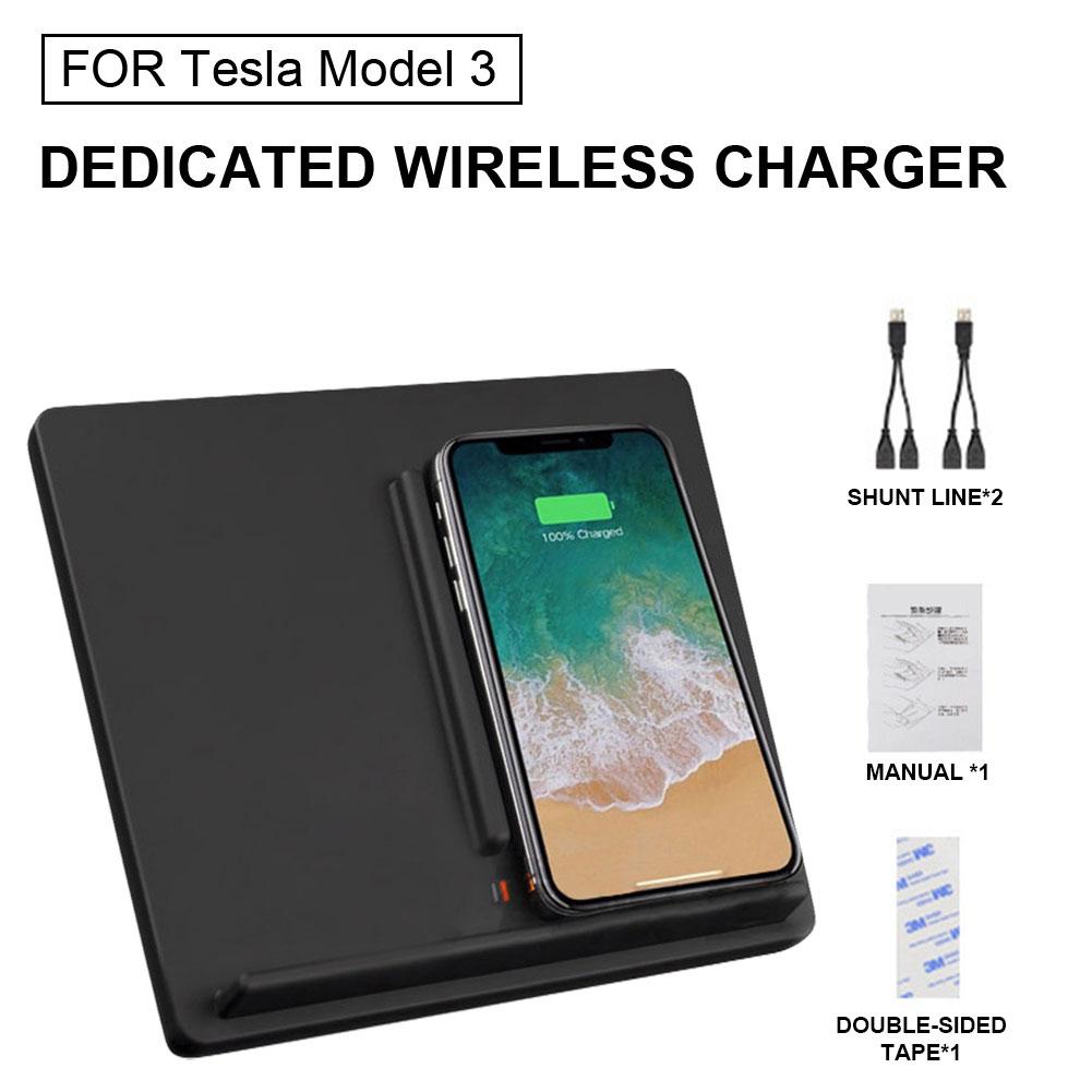 

Беспроводное зарядное устройство 10 Вт, быстрая зарядка, автомобильная зарядная панель, беспроводная зарядная панель, зарядка смартфона для Tesla Model 3 чёрный