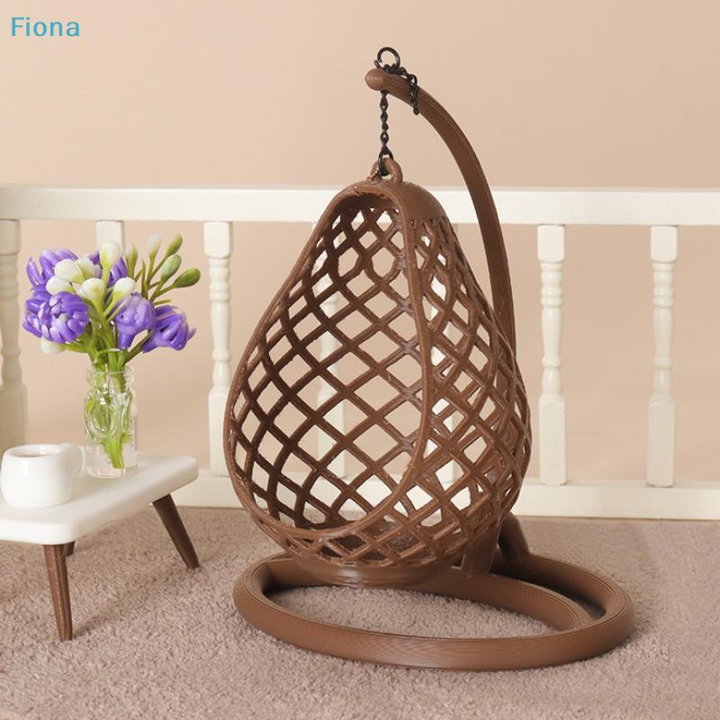 1:12 Scale Mini Hanging Swing Chair,Dollhouse Wicker Egg Hammock, Miniature Furniture for Doll House Decor