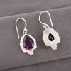 Purple Amethyst Gemstone Earrings 925 Sterling Silver Handmade Jewelry For Her EE-163-6