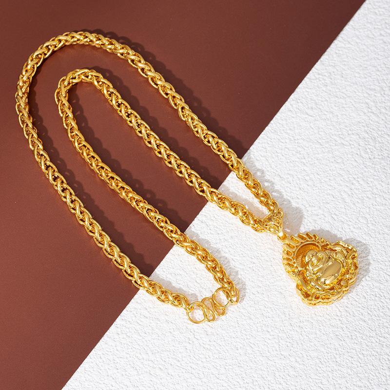 Vietnamese Sand Gold Necklace Men'S Gold-Plated Color Will Not Fade For A Long Time, Pattern Dragon Chain Maitreya Buddha Guanyin Brand Domineering