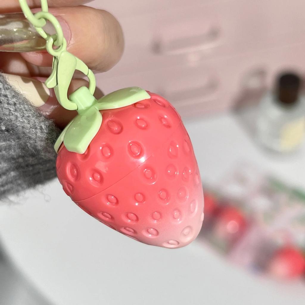 1 szt. Brelok Truskawkowy Balsam do Ust Rozgrzewający Długotrwały Naturalny Różowy Szminka Tint Zmieniająca Kolor Szminka Owocowa Pielęgnacja Ust Makijaż