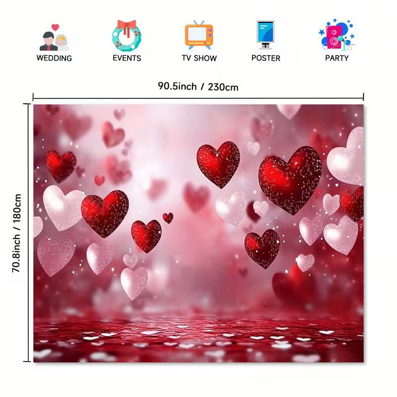 2D Flat Romantic Red Pink Hearts Backdrop for Wedding & Engagement Events