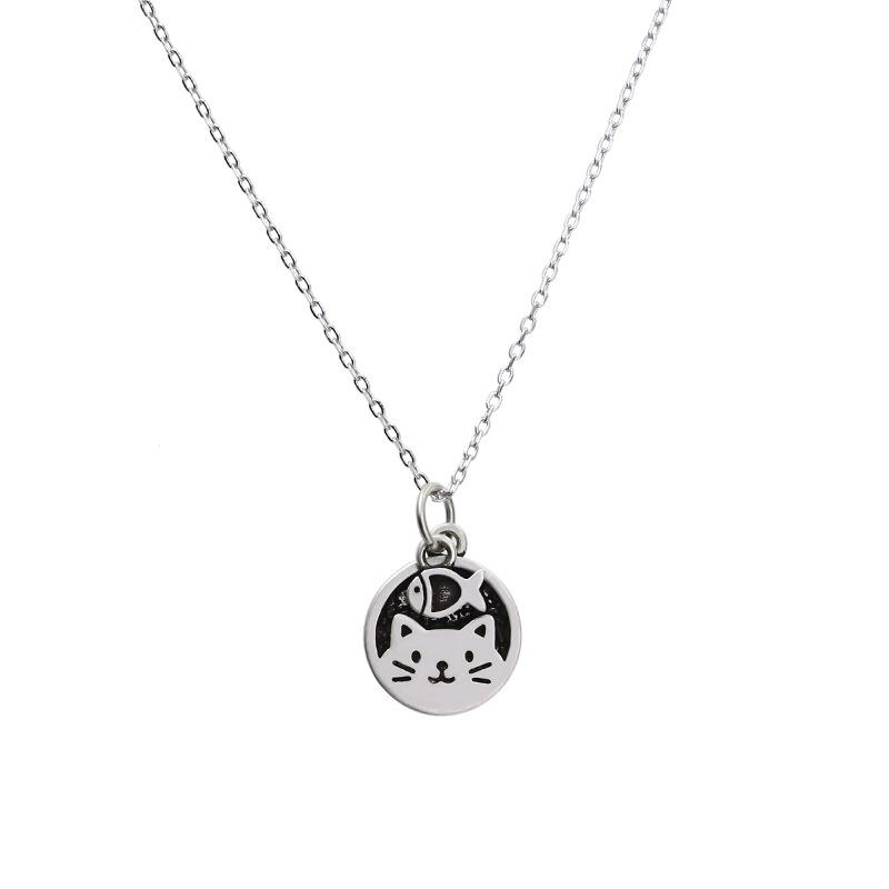 

Детское забавное ожерелье с кошкой и рыбкой, женская нишевая творческая мысль, ретро-подвеска, цепочка на ключицу, модный темперамент, цепочка на свитер copper (retro color)