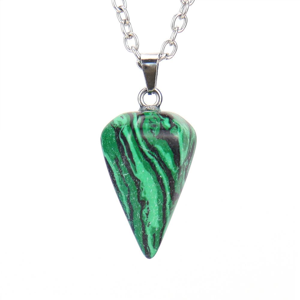 Natural Stone Crystal Cut Tapered Hexagonal Pillar Bullet Head Pendulum Necklace Pendant N631