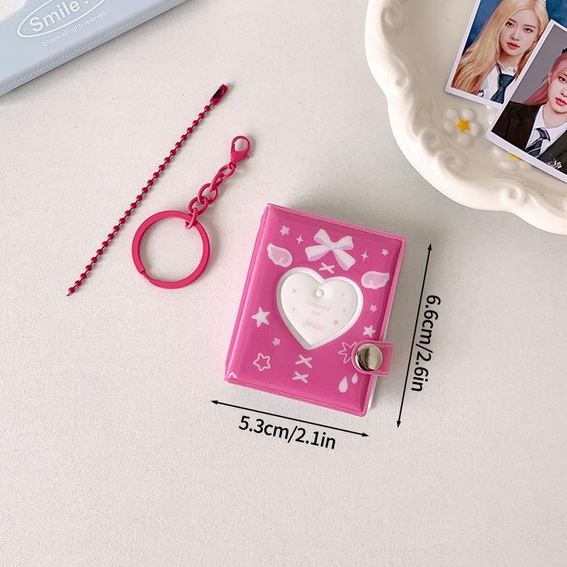 Mini Photo Album 1/2/3inch Photo Card Holder Id Photo Idol Small Card Storage PVC Binder Album Fangirls Bag Keychain Keyring