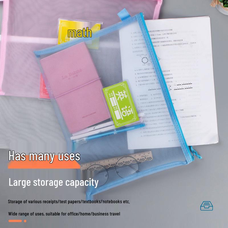 A4A5 Transparent Nylon Mesh Bag - Cosmetics, Toys, Building Blocks & Pencil Storage with Zipper
