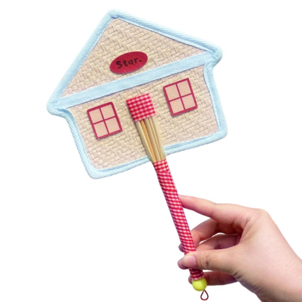 Cute Hand-Woven Fan House Design Decorative Handheld Fans Compact Cattail Fan Home Decor