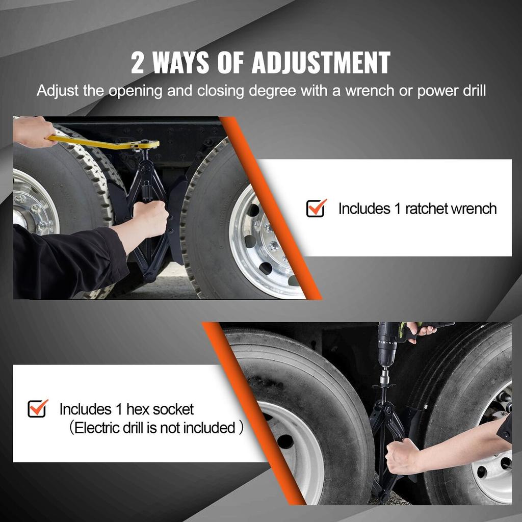 Wheel Chock Stabilizer 2 Sets for RV Travel Trailers with Ratchet Wrench