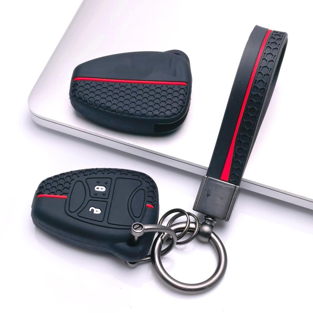 Key Fob Cover for Jeep Renegade Compass Cherokee Wrangler Challenger Charger Durango Grand with Keychain Anti-Scratch Guard Shockproof Protection