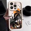 Retro Palm Tree Sunset Pattern Phone Case Shockproof Protective Cover for iPhone