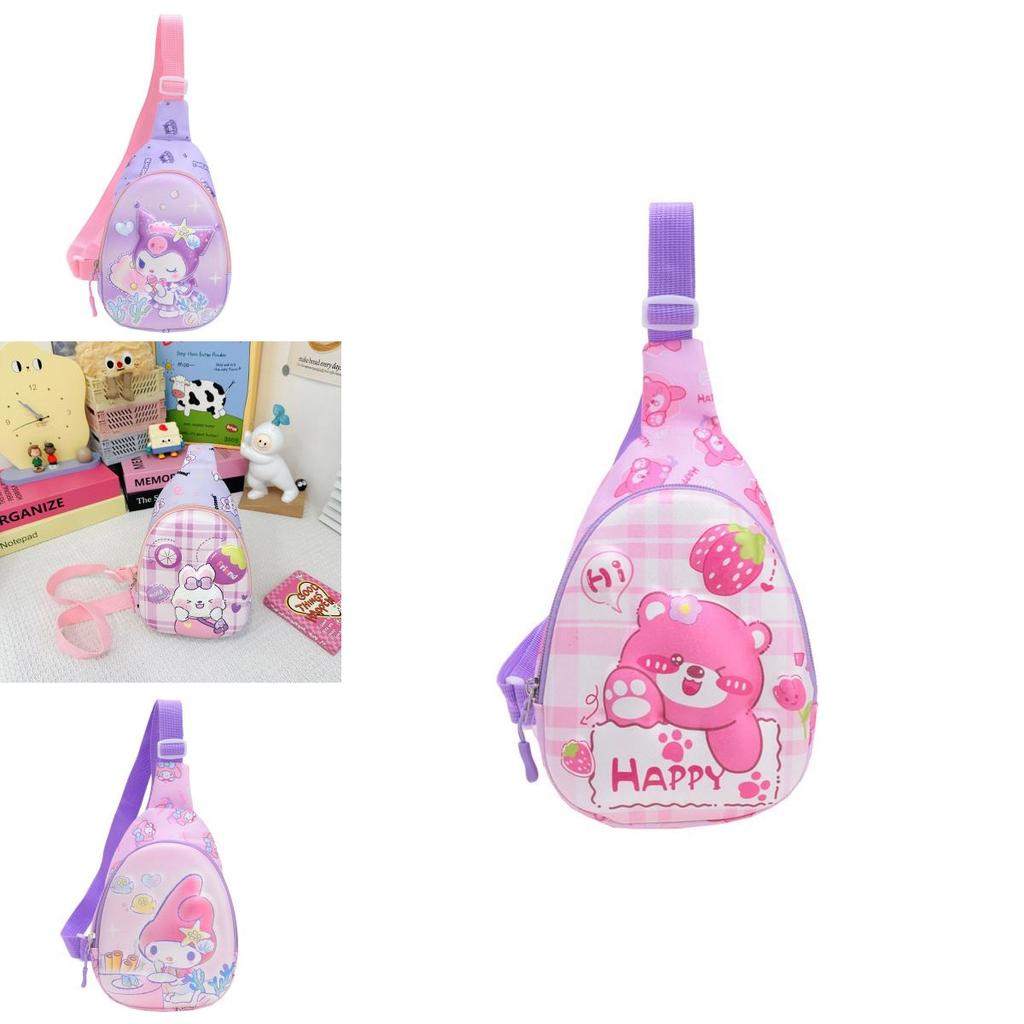 Kuromi Kids Cartoon Chest Bag With Polyester Material For Daily School Use