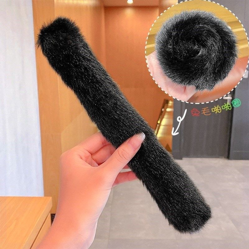 

Плюшевая петля для волос, милый и универсальный браслет из кроличьей шерсти, плюшевая петля для волос, петля для волос, веревка для головы, петля для волос с шариковой головой для девочек чёрный