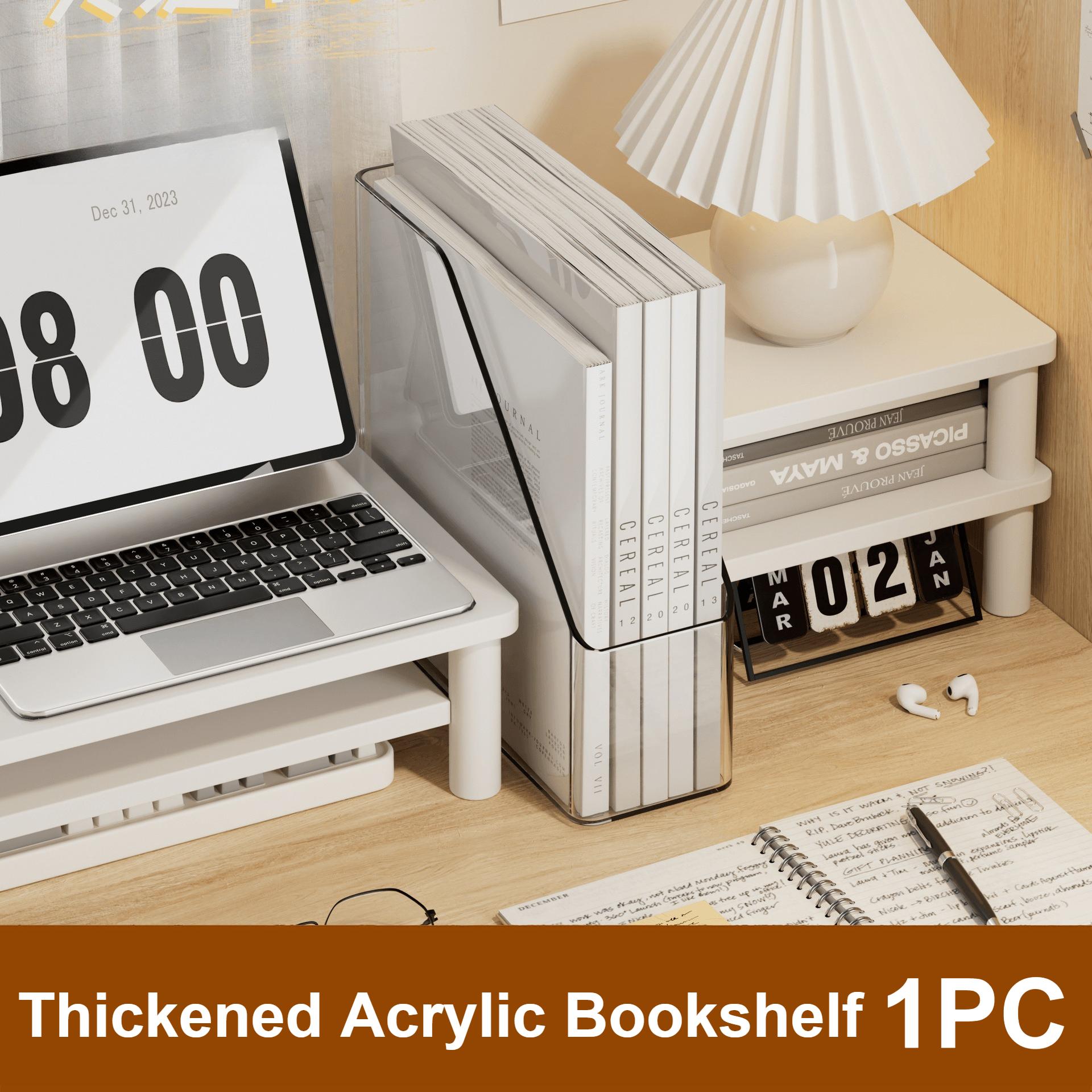 New 1/2pcs Large Capacity Desktop Organizer Box -Transparent Acrylic Bookshelves, Clear Folders, and A Desktop File Organizer