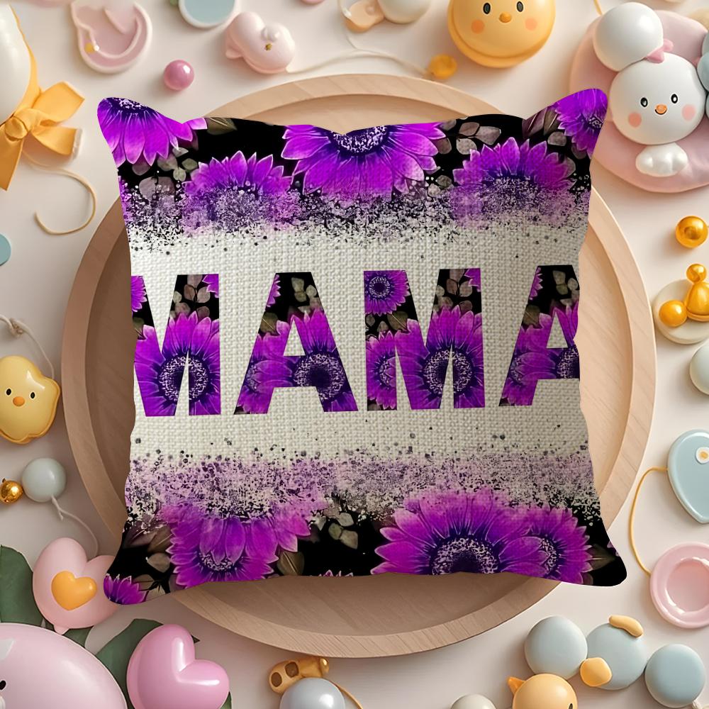 Classic Mom Cushion Cover Natural Linen Organic Fabric Double-Sided Printing Sofa Home Decor Gift Pillow Cover