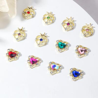 10Pcs Nail Art Rhinestone Shining Manicure Decoration DIY Diverse Styles 3D Crown Heart Nail Charm Nail Salon Accessories