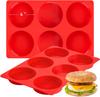 Red 4 Inch Silicone Round Baking Hamburge Mold Breakfast Sandwich Mold 2 Sets