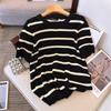 Plus Size Women's Summer Ice Silk Knit Top - Slimming Short Sleeve T-shirt 8131