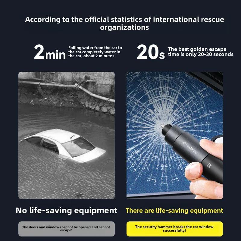 Car Window Breaker Car Safety Hammer High Hardness Tungsten Steel Window Breaker Auto Seat Belt Cutter Emergency Escape Hammer
