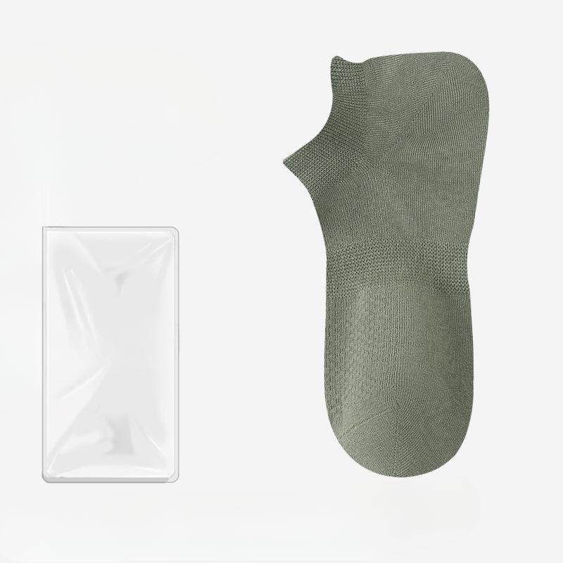 Men's Summer Thin Cotton Mesh Breathable Sweat Absorption Deodorant Shallow Mouth Invisible Socks