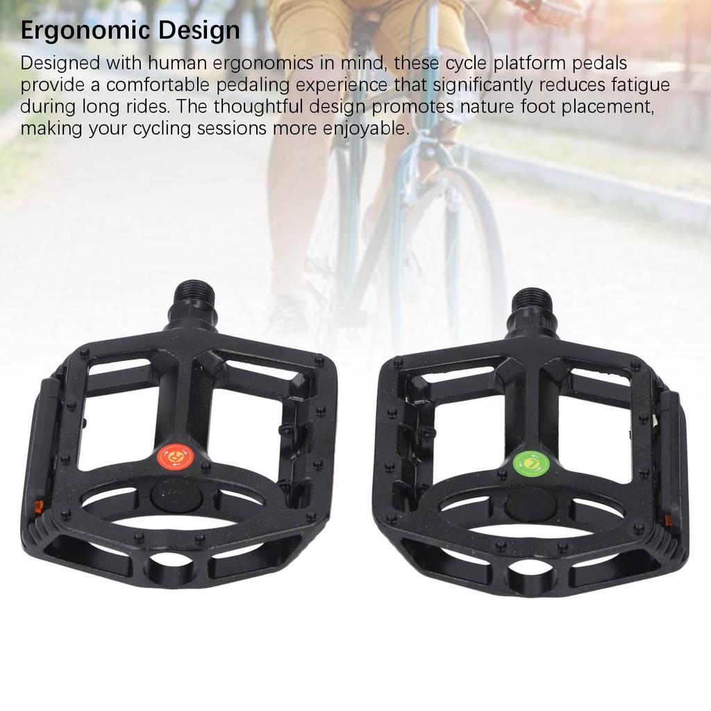 1 Pair Mountain Cycle Pedal Aluminum Alloy Non Slip Stable Flat Platform Pedal Replacement