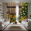 2pcs  HD summer sunflower wooden door decorative curtain Yellow decorative curtain Yellow digital printed curtain Home decorat