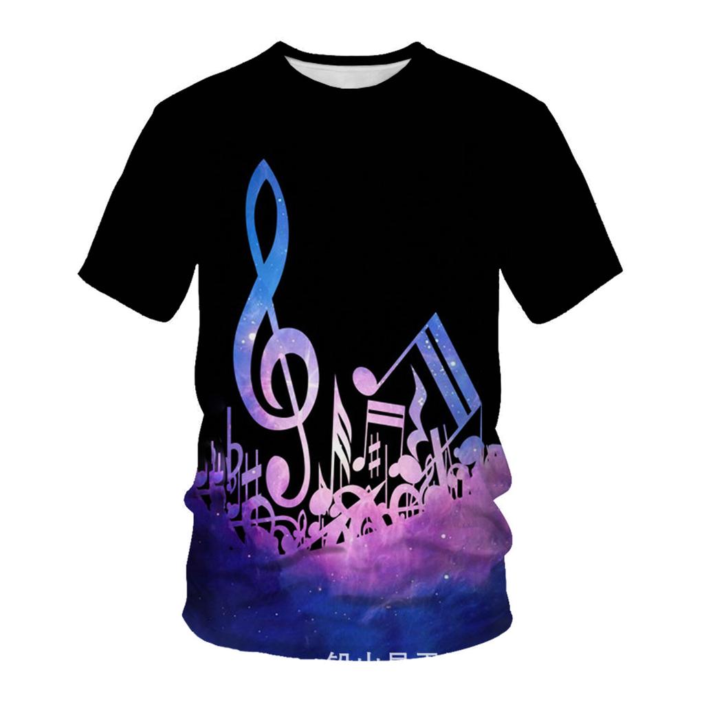 Summer Creative T-shirt Men's Music Printed 3D T-shirt Casual Fashion Comfortable Large Round Neck Short Sleeve T-shirt