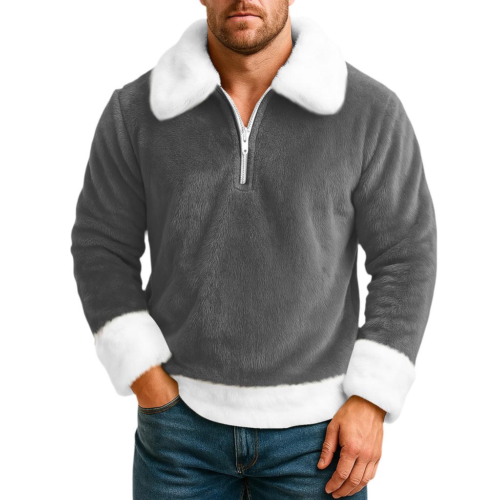 Men's Leisure Half Zipper Flip Collar Hoodie