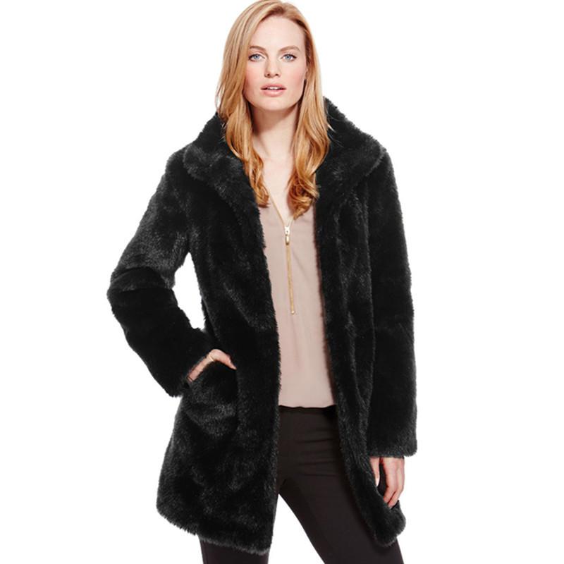 Осенне-зимнее пальто из искусственного меха средней длины 2026 XXXL
