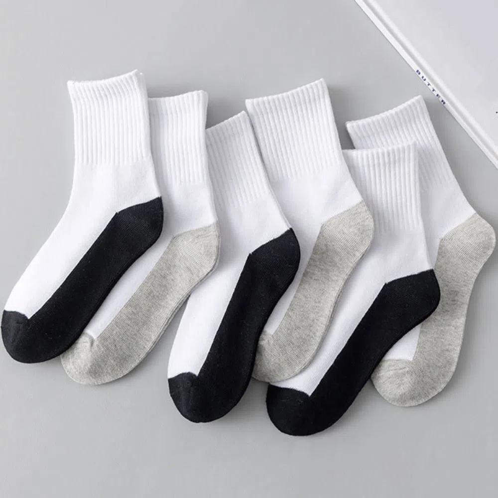 4/6Pairs Simple Men's Mid-calf Socks Hosiery Sports Sock Casual Men Tube Socks  Outdoor