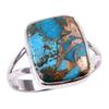 Natural Blue Copper Turquoise Gemstone 925 Solid Sterling Silver Ring S.9.5 b4M06