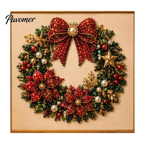 Relaxing Hobby for Adults Xmas Faux Pearl Painting Kit, Christmas 3D Art DIY Winter Scene Set Holiday Craft Project Adults, Festive Home Wall Decor