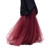 Women's Mesh Pleated Tulle Midi Skirt - Mid-Length, Large Swing Design for Dance and Fairy Styles.