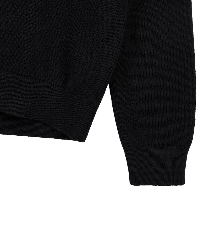 NOIRER Kaschmir-Baumwoll-Strickpullover mit tiefem V-Ausschnitt (Schwarz)