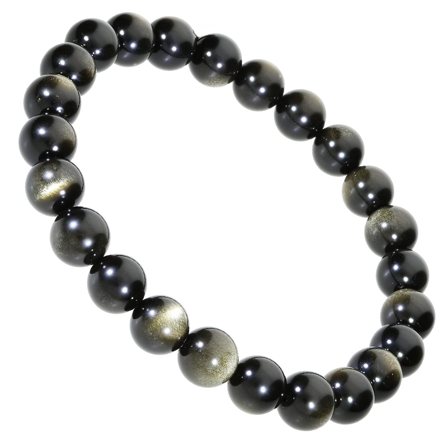 

Gin no High Quality Golden Obsidian Bracelet 8mm Size Natural Stone Power Stone [Shinjuku Kura] 17~18.5cm M~LL чорний