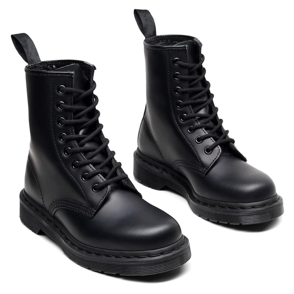 Versatile 1460 Tooling Boots Women's Hard Leather Pure Black Line Couple Short Boots Men's and Women's Leather Boots Round Head Trend Locomotive