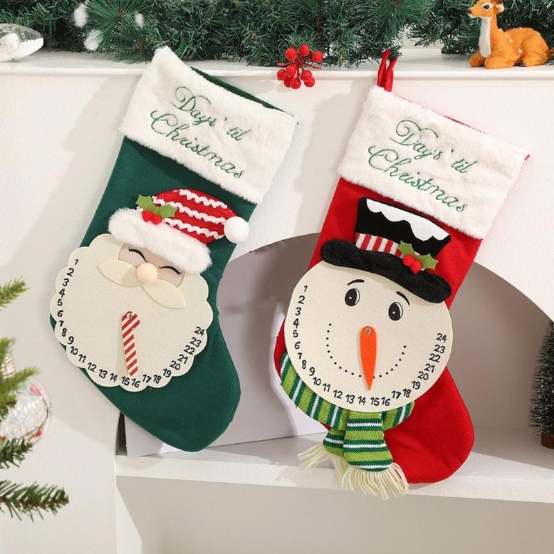 Stylish Santa and Snowmans Christmas Stocking Warmth Knitting Holiday Decoration Portable Accessory for Gifting