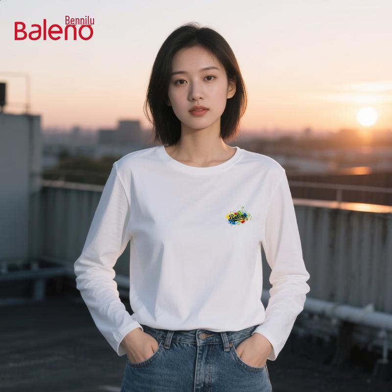 Baleno Women's Pure Cotton Long Sleeve Letter Print T-Shirt