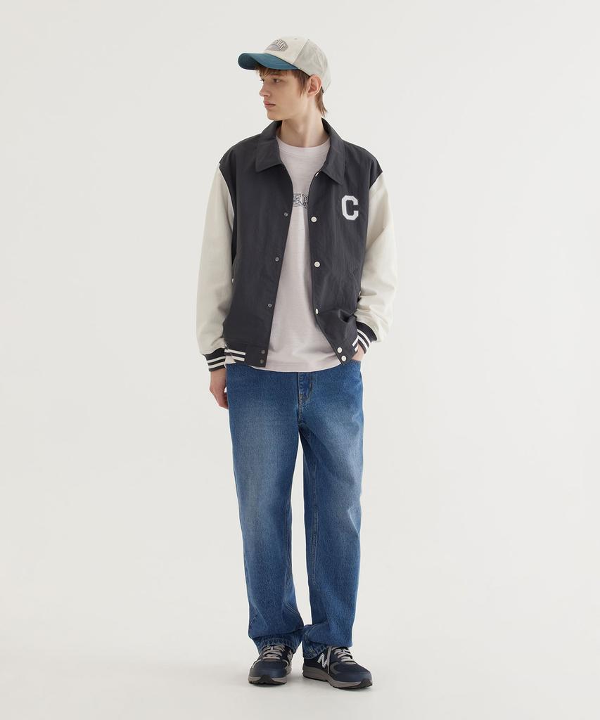 COVERNAT C-Logo Collar Varsity Jacket Charcoal