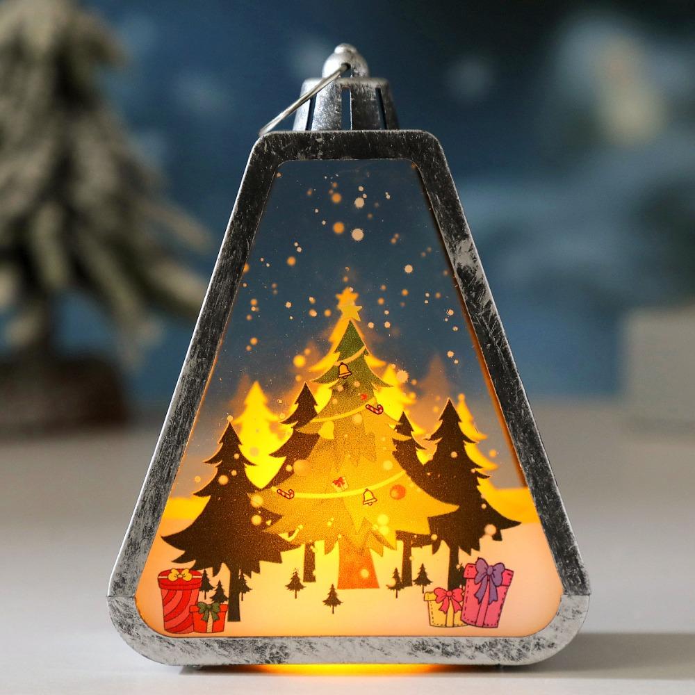 Soft Glowing Christmas Lantern Decor Vintage Style LED Glowing Decoration Window Sill Decor