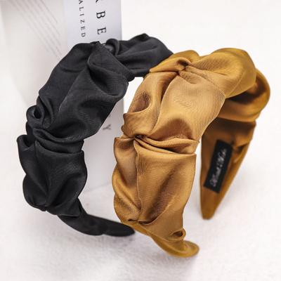 Solid Color Headband Fairy Temperamental Hair Wide-Brimmed Pleated Accessories Fashion