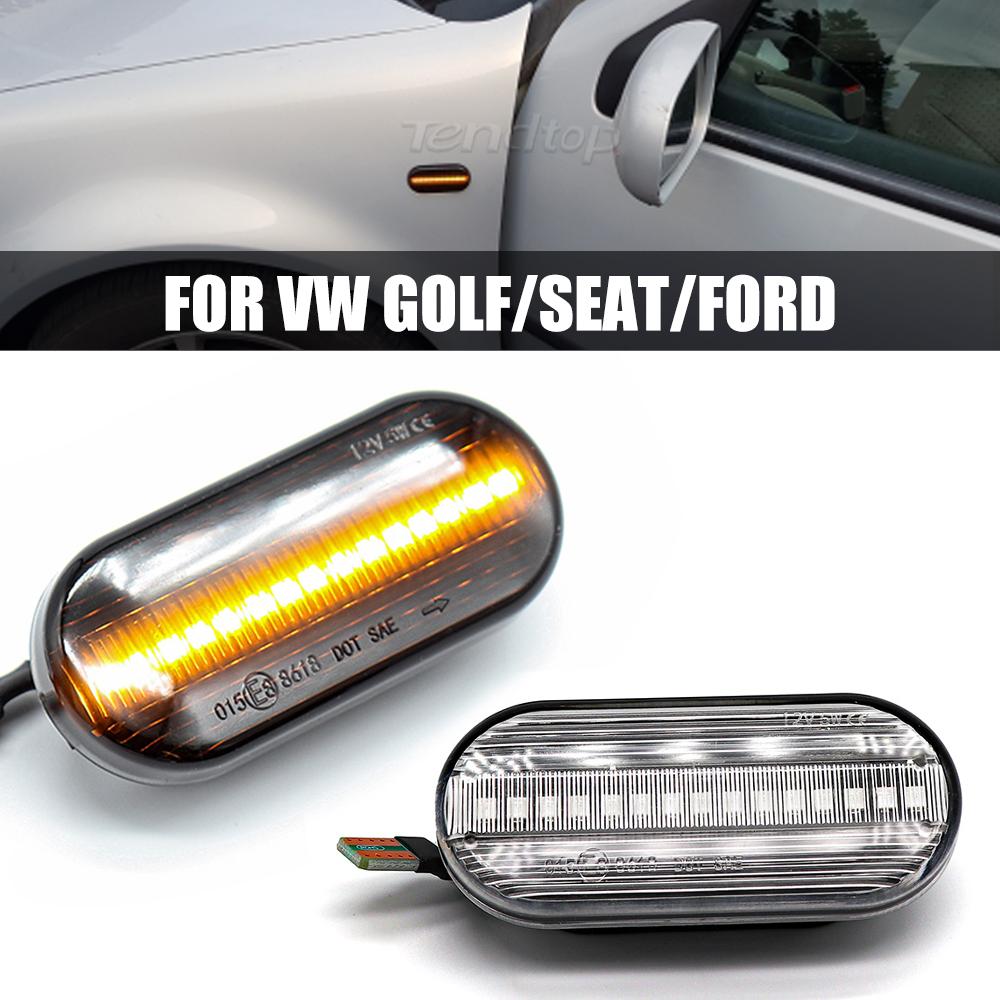 Dynamic Side Marker Light Turn Signal Flashing Blinker Lamp For SEAT Leon Ibiza 6L Ford Focus MK2 VW Golf 3 4 Lupo Passat PoloTurn Signal 2