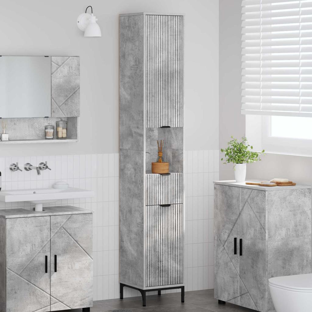 Bathroom Cabinet with Drawers Concrete Grey 31.5 x 33 x 190 cm