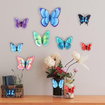 12Pcs Fridge Magnets Vibrant Color Double-layered Butterfly Wall Stickers for Home Party Decorations